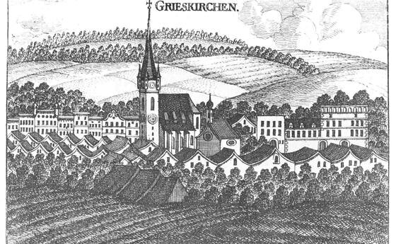 Grieskirchen nach einem Stich von Georg Matthäus Vischer von 1674 