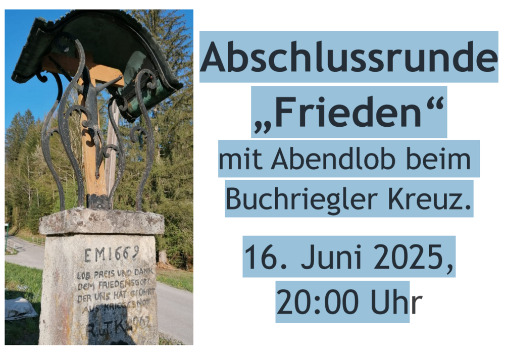 Einladung zum Abendlob beim Buchriegler Kreuz in Windischgarsten