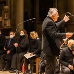 Domkapellmeister Josef Habringer mit den SolistInnen Ursula Langmayr, Johanna Krokovay, Michael Nowak und Reinhard Mayr